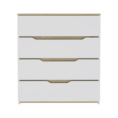 Vista Dresser, Superior Top, Four Drawers -White / Light Oak