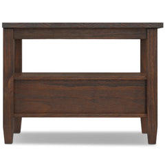 Warm Shaker Solid Wood 14 inch Wide Transitional Narrow Side Table in Distressed Charcoal Brown