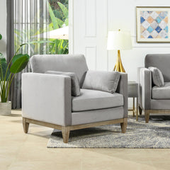 Revelation 36" Modern Farmhouse Arm Chair, Opal Grey Velvet