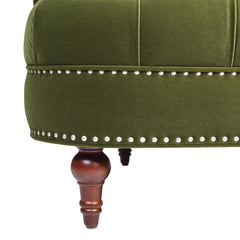 Harmony Rosa Victorian Chesterfield Loveseat, Olive Green Performance Velvet