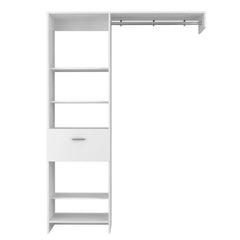 Oasis 150 Closet System, Metal Rod, Five Open Shelves, One Drawer -White