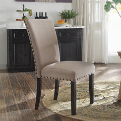 Vault Dining Chairs Set of 2, Lenin Comfort Nailhead Trim Wooden Dining Furniture Contemporary Padded Seat