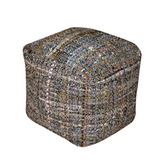 Apex Handcrafted Fabric Pouf, Khaki