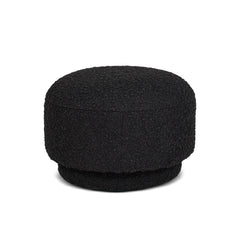 Tale 15" Mushroom Footstool Ottoman, Ebony Black Boucle