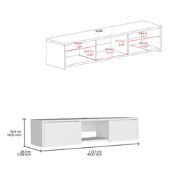 Pluto Floating TV Stand with Side Doors and Central Media Shelf