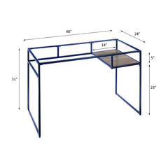 Star Glass Top & Blue Finish Writing Desk