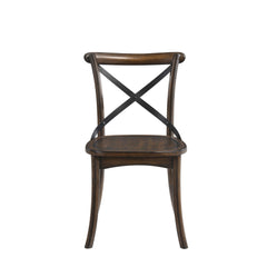 Vertex Dark Oak & Black Metal Finish Side Chair (Set of 2)