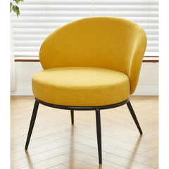 Round Velvet Accent Chair, Mid-Century Modern Upholstered Armchair with Metal Legs, Comfy Barrel Side Chair for Living Room Bedroom