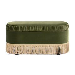 Tale 38" Oval Storage Bench Ottoman, Olive Green Performance Velvet