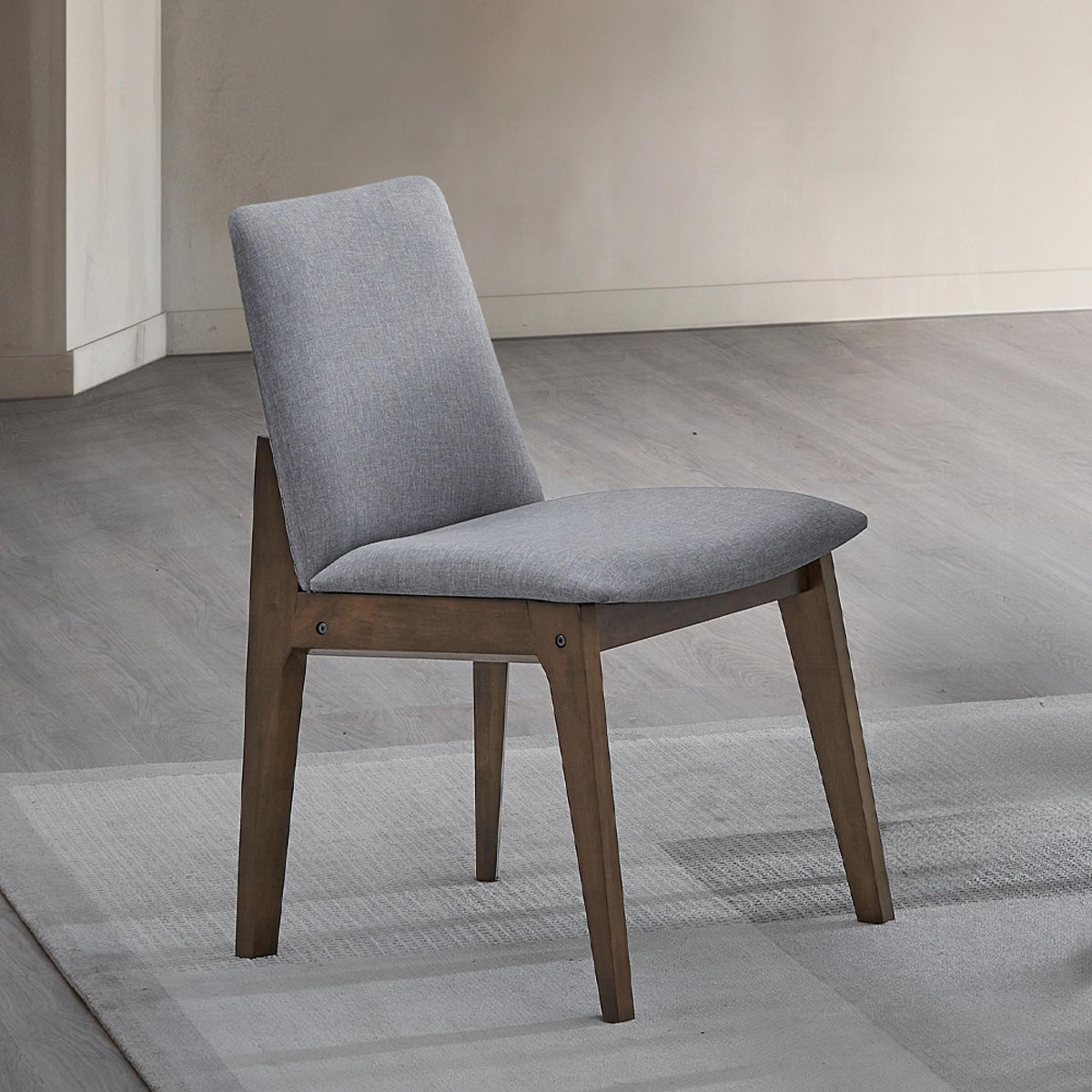 Fable Finish Side Chairs Set of 2, Gray Fabric Upholstery Seat and Back Wooden Kitchen Casual Dining Furniture