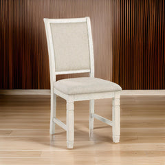 Dionysus 24 Inch Side Dining Chairs Set of 2, Curved Back, Beige Polyester Cushioned Seat