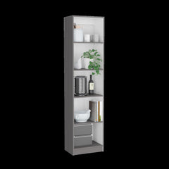 Bookcase Compact Bookshelf with Multiple Shelves, Matt Gray / White