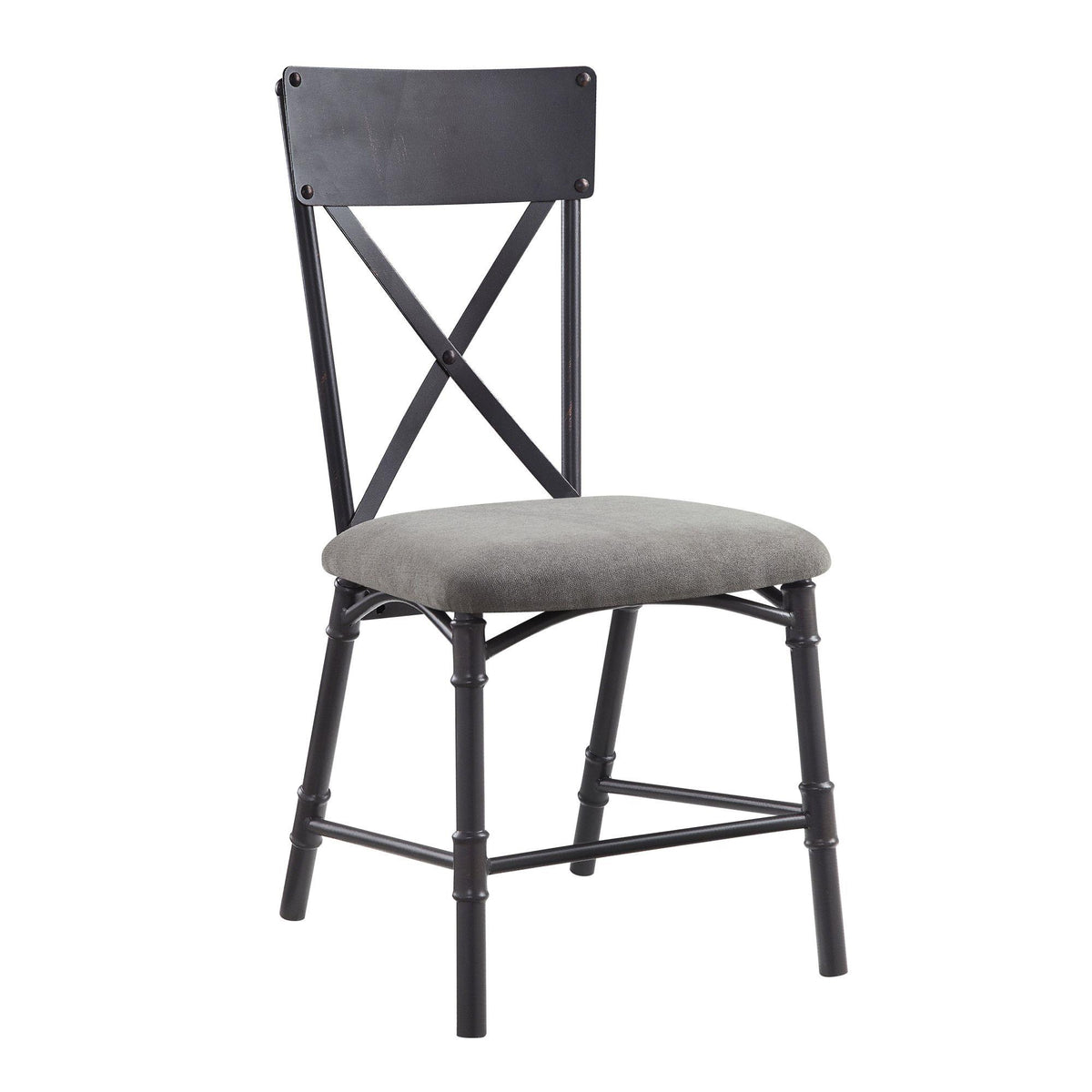 Diary Gray Fabric, Oak & Sandy Black Finish Side Chair (Set of 2)