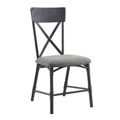 Diary Gray Fabric, Oak & Sandy Black Finish Side Chair (Set of 2)