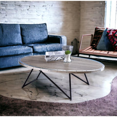 Galaxy Weathered Gray Oak & Metal Finish Coffee Table