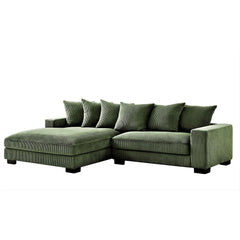 Odysseus Oversized Two-Piece Left Facing Sectional Couches for Living Room, 102.4-Inch L Shaped Sofa with Chaise, Upholstered with Corduroy Fabric, Dark Green