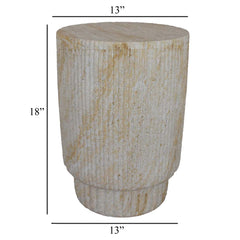 Saga Plant Stand Table, Fluted Surface, Marbled White Resin 18 Inch