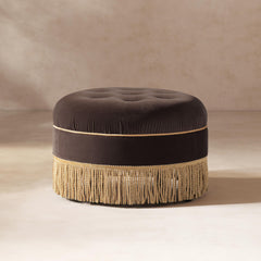 Planet 24" Round Upholstered Accent Ottoman Deep Brown Performance Velvet