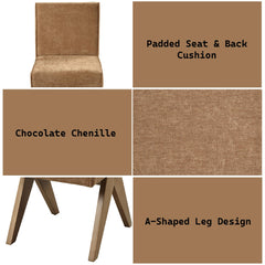 Paradise Chocolate Chenille & Oak Side Chair (Set of 2)