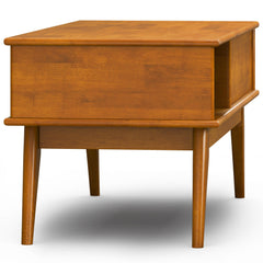 Galaxy 48 inch Wide Solid Wood Lift Top Coffee Table in Teak Brown