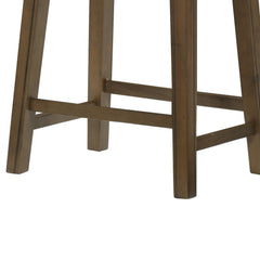Avalon 26 Inch Counter Height Stool, Gray Faux Leather Seat, Brown Solid Wood