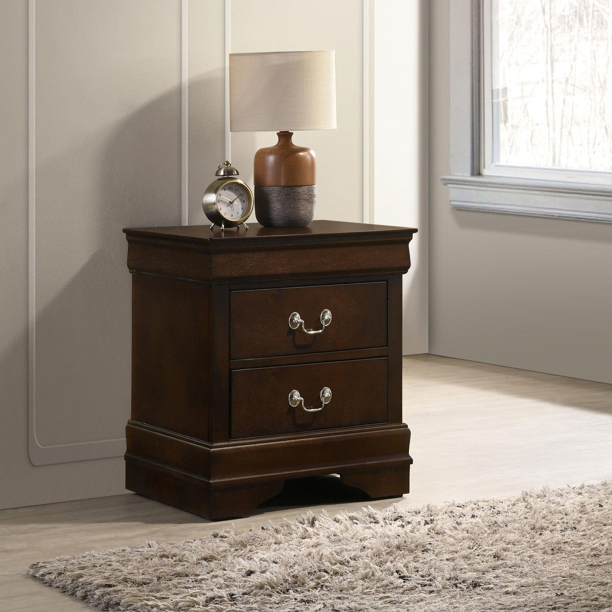Zenith Cappuccino 2-Drawer Nightstand with Bail Handle