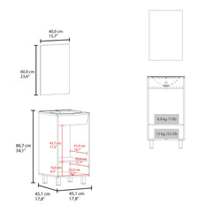 Mirage Mirror Bathroom Cabinet, One Door, Two Shelves, White