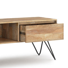 Nova 68 inch Wide Solid Mango Wood TV Stand in Natural For TVs up to 75 inches