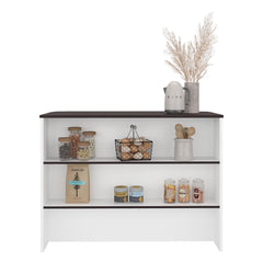 Chronicle Kitchen Island with Spacious Countertop, Open Lower Shelves, Storage Cabinet and Versatile Multi-Use Design for Meal Preparation, Coffee Station Organization,