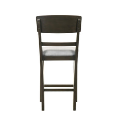2pc Transitional Upholstered Counter Height Dining Chair Bar Stools Brown Finish Wooden Furniture