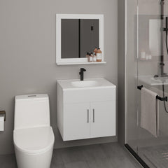 Pulsar Bathroom Mirror Cabinet with Two Interior Shelves, Wall-Mounted Storage White