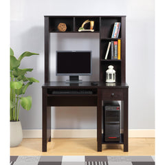 Avalon desk with hutch home office desk 39"W Compact desk Writing Desk Laptop Desk Red Cocoa Espresso One drawer Keyboard Drawer Wooden Knob