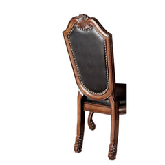 Epimetheus Black Synthetic Leather & Cherry Finish De Ville Side Chair (Set of 2)