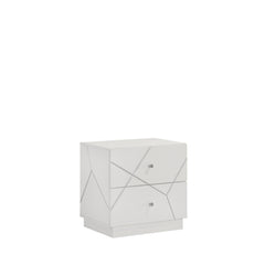 Record Nightstand – Lacquer Finish with Geometric Design and Velvet-Lined Drawers for Modern Bedrooms