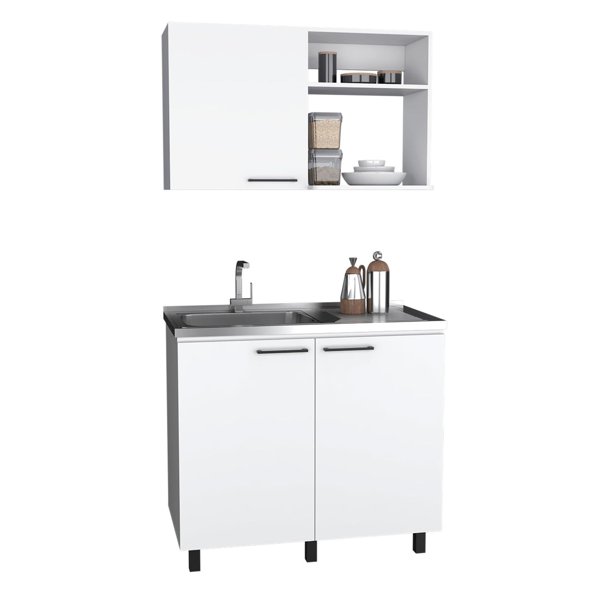 Saturn 2 Piece Kitchen Set, Wall Cabinet + Utility Sink, White