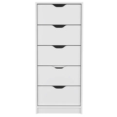 Utopia 5 Drawers Tall Dresser, Pull Out System -White