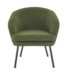 Corduroy Accent Chair with Black Metal Legs, Modern Upholstered Armchair, Comfy Barrel Chair for Living Room Bedroom
