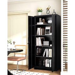 Apocalypse Furniture Direct Ironclad 71" Metal Storage Cabinet with Locking Doors and 4 Adjustable Shelves, Heavy-Duty Steel Cabinet for Garage, Laundry, Office, or Warehouse, Black