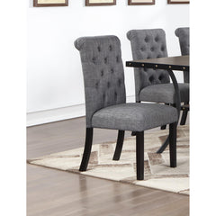 Avalon Fabric Set of 2 Dining Chairs Contemporary Plush Cushion Side Chairs Tufted Back Chair Kitchen Dining Room
