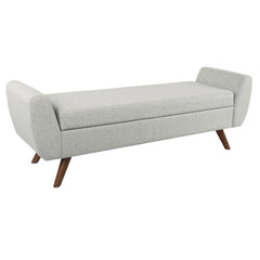 Achilles Storage Bench Ottoman with Arms, Light Gray Woven Fabric, 60 Inch