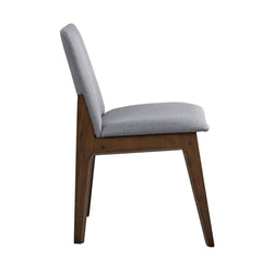 Fable Finish Side Chairs Set of 2, Gray Fabric Upholstery Seat and Back Wooden Kitchen Casual Dining Furniture