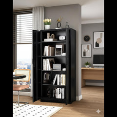 Apocalypse Furniture Direct Ironclad 71" Metal Storage Cabinet with Locking Doors and 4 Adjustable Shelves, Heavy-Duty Steel Cabinet for Garage, Laundry, Office, or Warehouse, Black