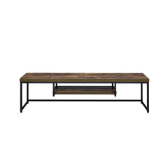 Museum Weathered Oak & Black Metal Finish TV Stand