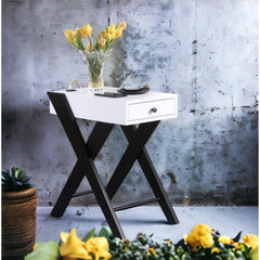 Gallery White and Black Accent Table with Built-in USB Port