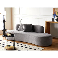 90" Curved Sofa with Throw Pillows, 4 Seater Luxury Velvet Couch with Half Moon Design and High-Density Foam, Ideal for Modern Living Room, Office & Apartment, Grey