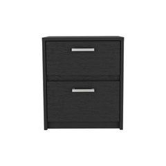 Crest 2 Drawers Nightstand , End Table, Side Table Metal Handles -Black