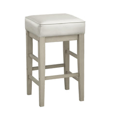 Transitional White Faux Leather Seat 24-inch Counter Height Stools Set of 2, White Finish Solid Wood Frame
