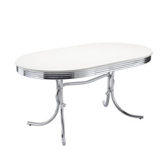 White and Chrome Oval Dining Table