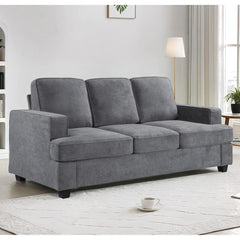 Modern Velvet Sofa, Comfortable 3 Seater Couch with Deep Seating and High-Density Foam, Loose Back Cushions, Wide Arms, Living Room Furniture for Home, Apartment, Office, Grey