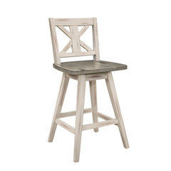 Mercury Height Chairs Set of 2, White Gray 360-degree Swivel Chair Solid Rubberwood Kitchen Dining Furniture, X-Back